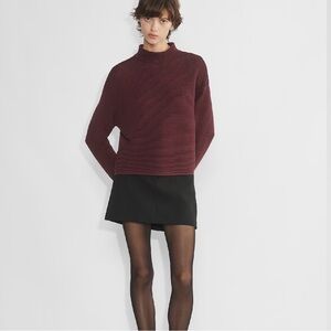 Babaton Aritzia Ambrosio Turtleneck in Burgundy and Black
